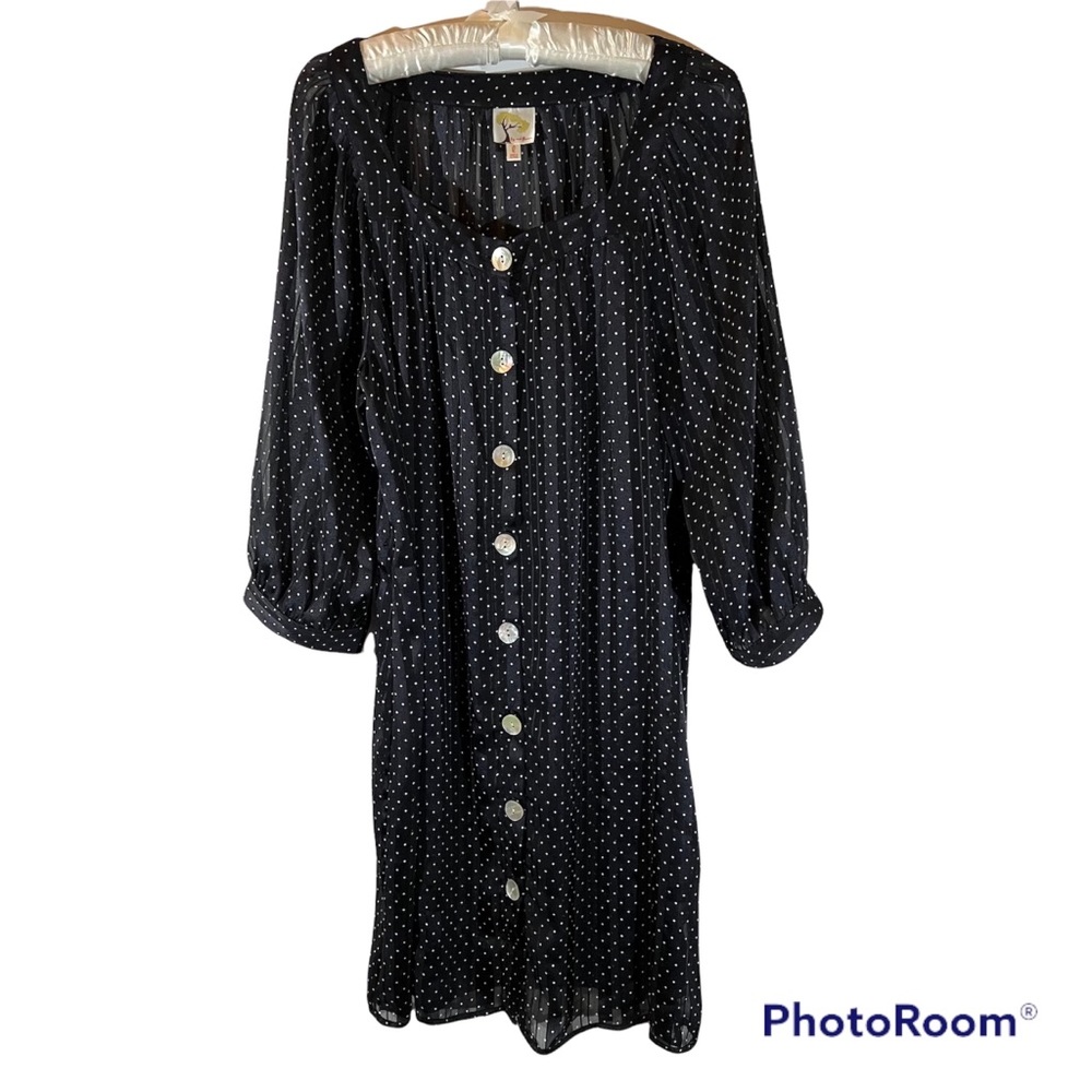 Anthropologie Fig & flower polka dot button down dress Sz Large